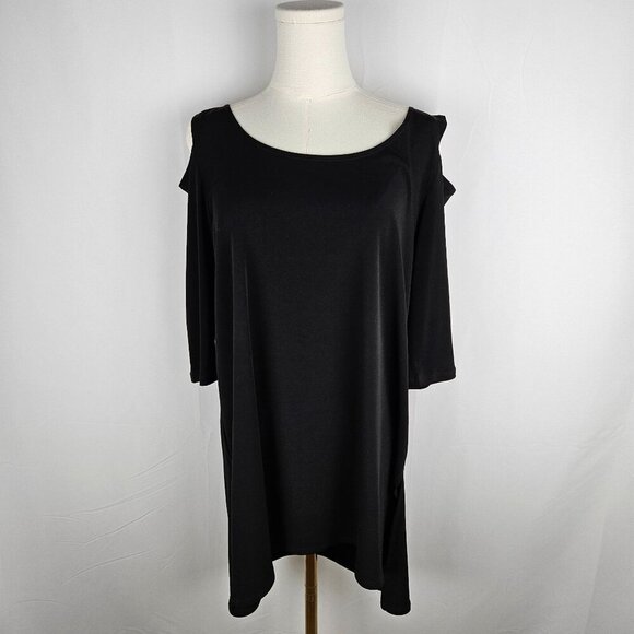 Clara Sunwoo Tunic Top Medium Cold Shoulder Black Office Party - Picture 4 of 9